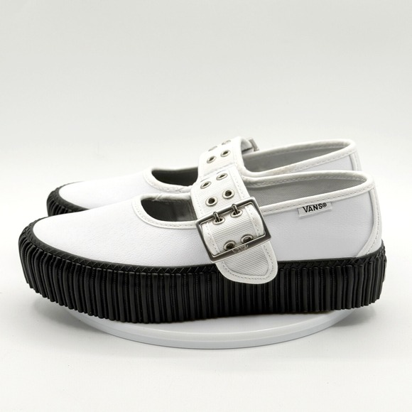 Vans Mary Jane Creeper Shoe Size 5.5 Womens Grunge White NEW - Picture 3 of 10